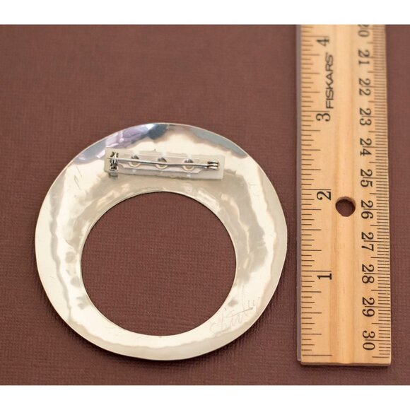 Vintage Upturn Crescent Moon Silver Tone Brooch - U18 - Picture 2 of 2